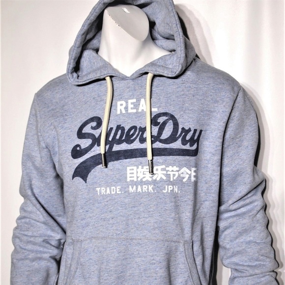 Superdry large vintage logo men/'s fleece hoodie size xl dark navy blue